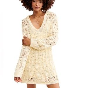Free People Cream Knit Mini Dress